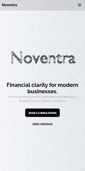 Noventra - Financial Services Website desktop view